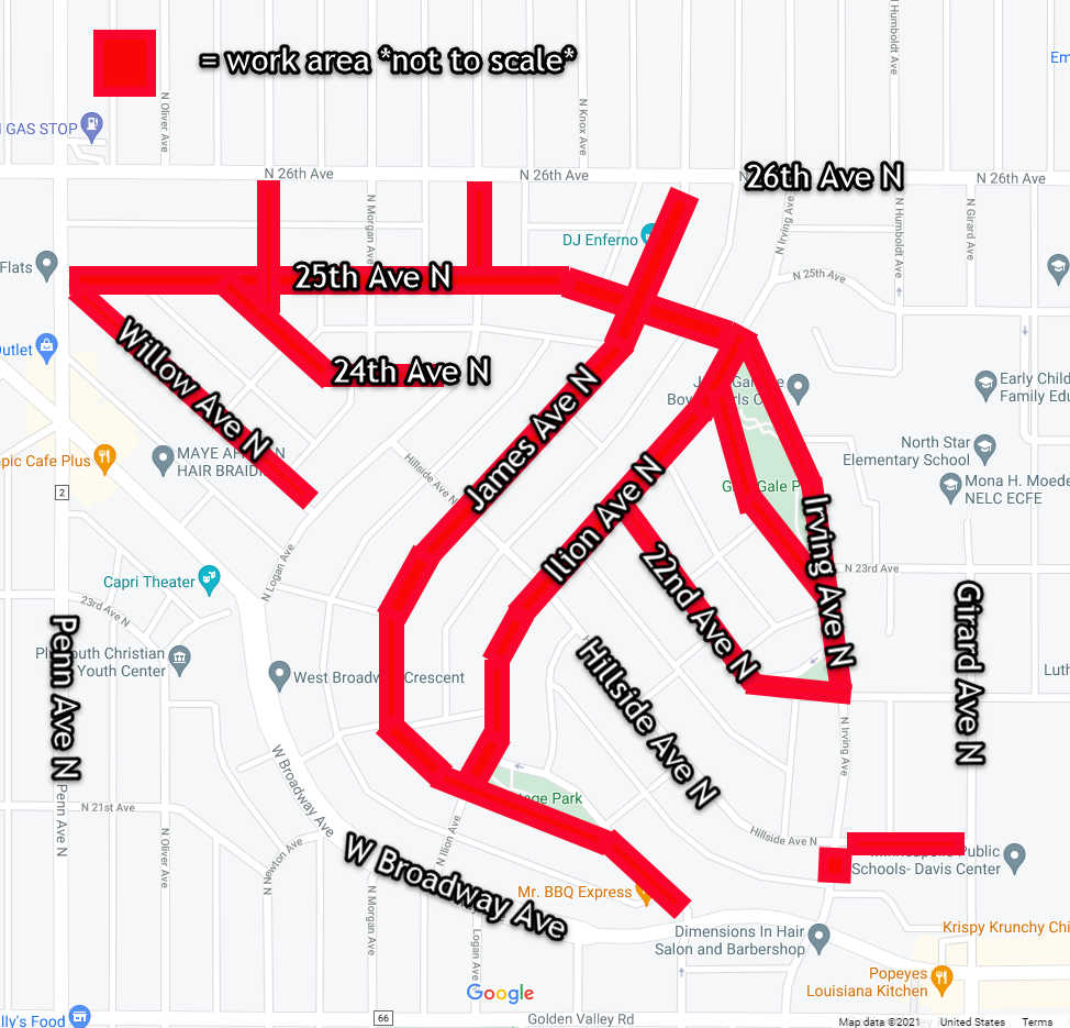 Minneapolis Jordan Neighborhood   CNP Map Of Mpls Jordan Area With James Ave N 